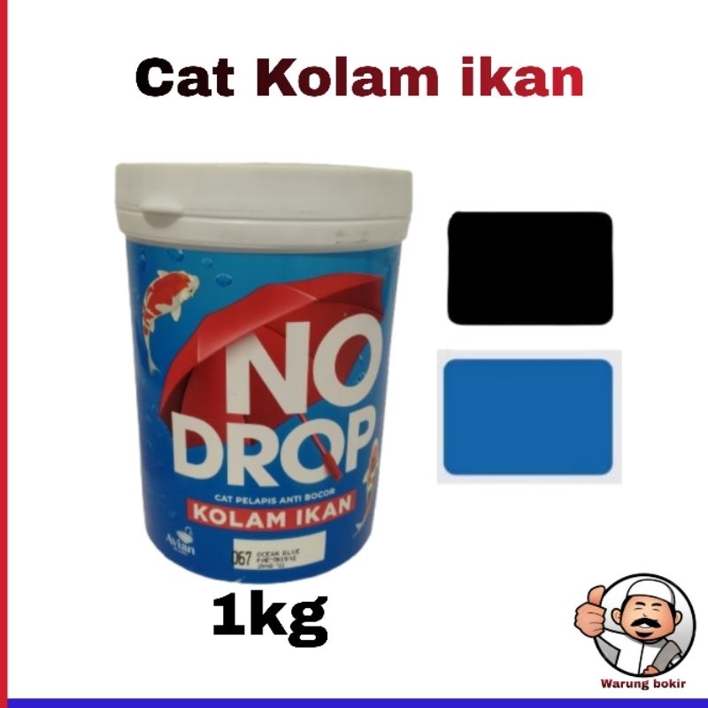 No drop cat kolam ikan warna Hitam dan biru 1kg anti bocor paint
