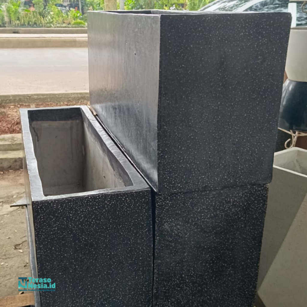 Pot Teraso Planter Box Warna Hitam/Abu-abu | Pot Terazo Planter Box Outdoor Indoor