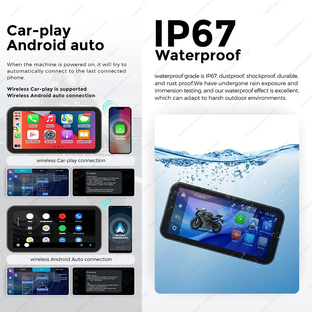 Navigasi GPS Sepeda Motor Nirkabel Tahan Air IP67