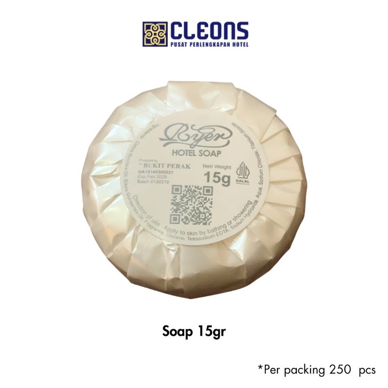 [CLEONS] SOAP/ SABUN HOTEL/ SABUN BULAT HOTEL RYER 15 GR ISI 100 PCS