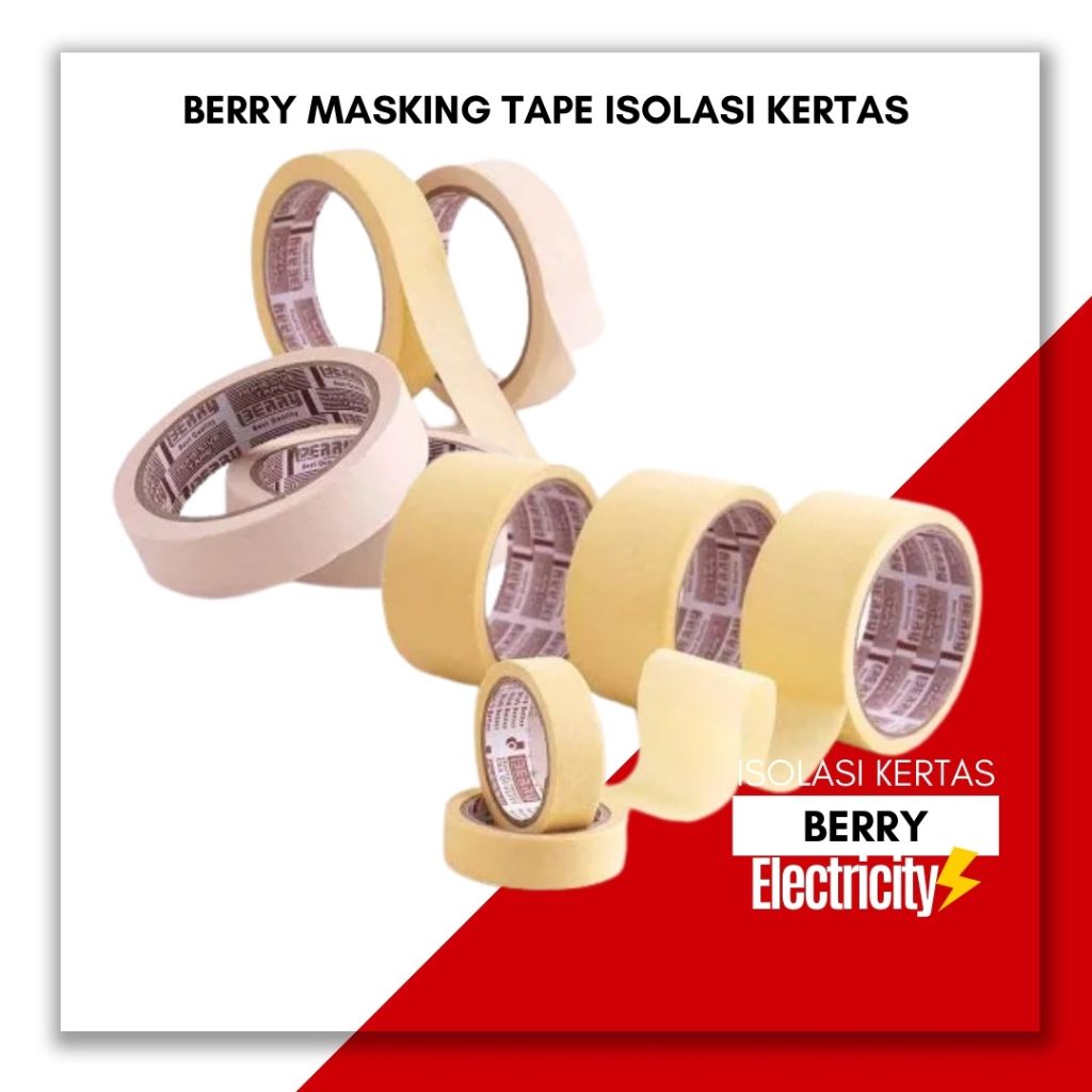 

Berry Masking Tape Isolasi Kertas 3/4” 4/3” 1” dan 2”