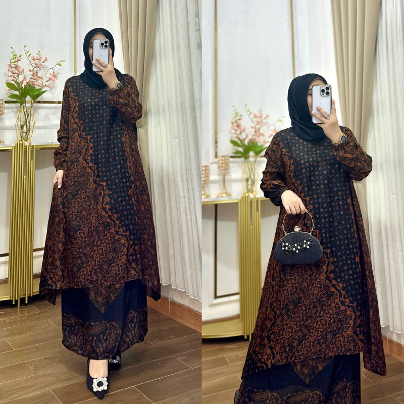 Set Tunik Batik Sutra cantik