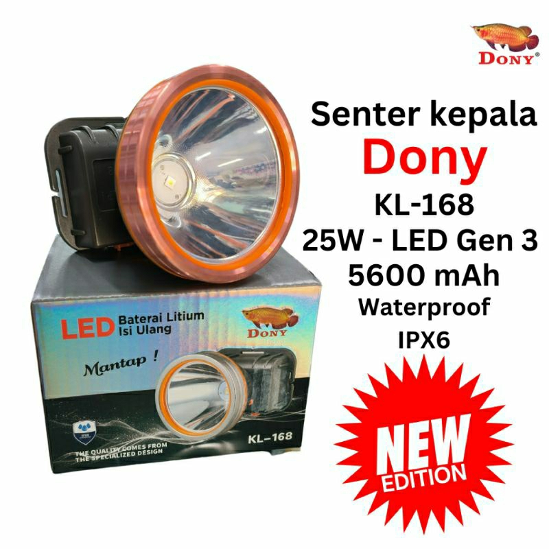 DONY Senter Kepala Dony Kl-168 Mantap Cas Led Super Terang Original