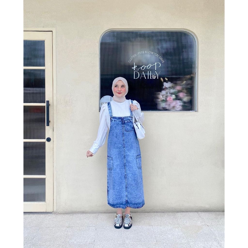 Konveksiana Jema Jumpsuit Overall Jeans Wanita Rok Panjang