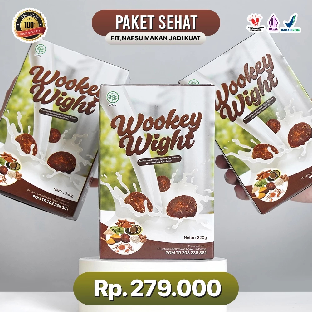 

(3 BOX) Wookey Weight - Susu Penambah Berat Badan 220gr Halal Paket Nutrisi Alami Tanpa Efek Samping
