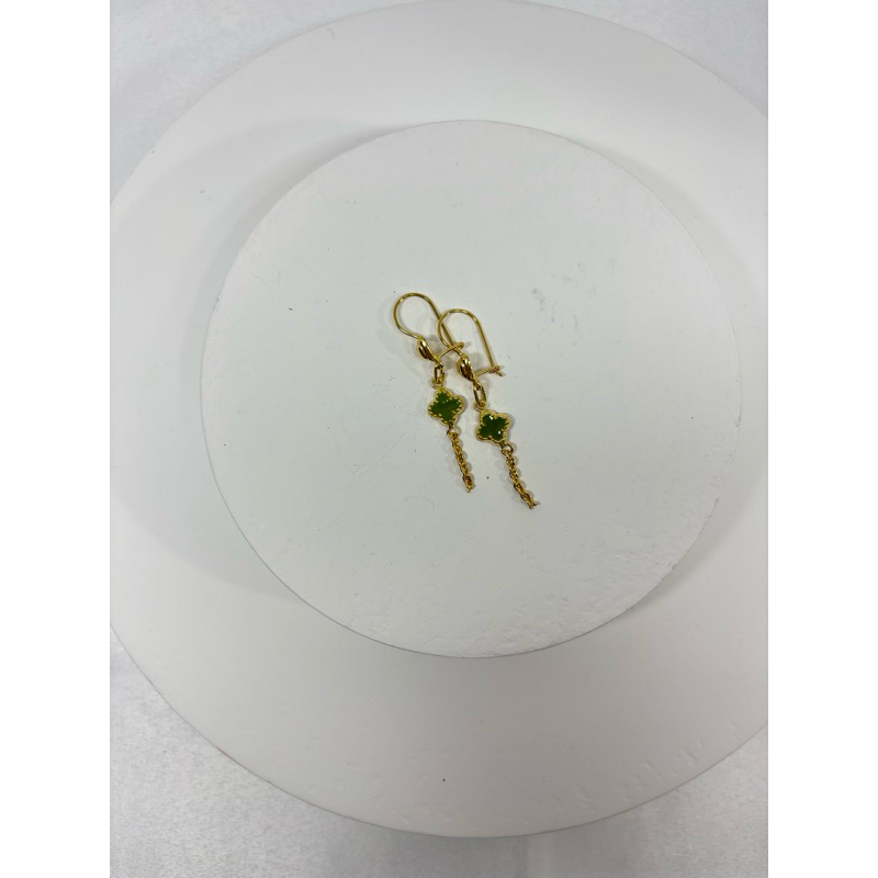 Anting Clover Hijau Emas Muda 1 Gram