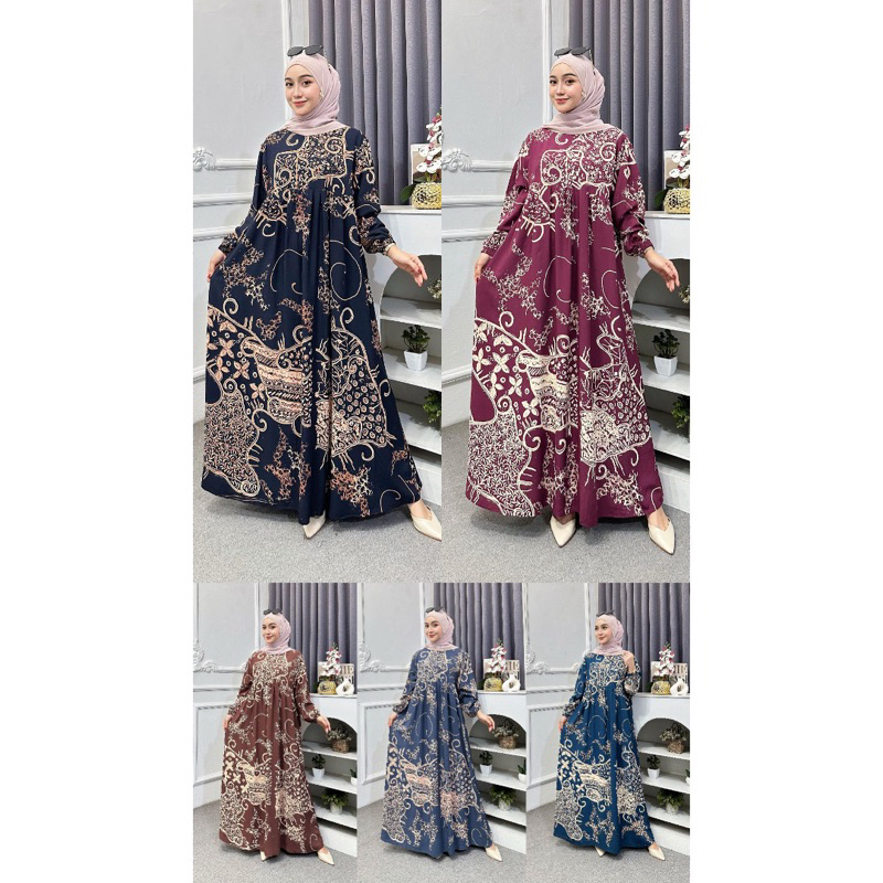 Baca Deskripsi || Gamis mayung rayon motif batik wanita busui