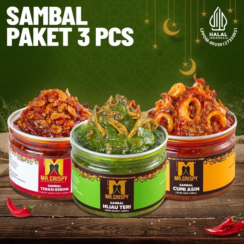 

SAMBAL PAKET 3 PCS MR CRISPY(CA+HT+TRS REBON)