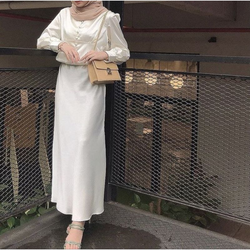Rok Panjang Satin A Line Saten Skirt Basic Skirt Satin
