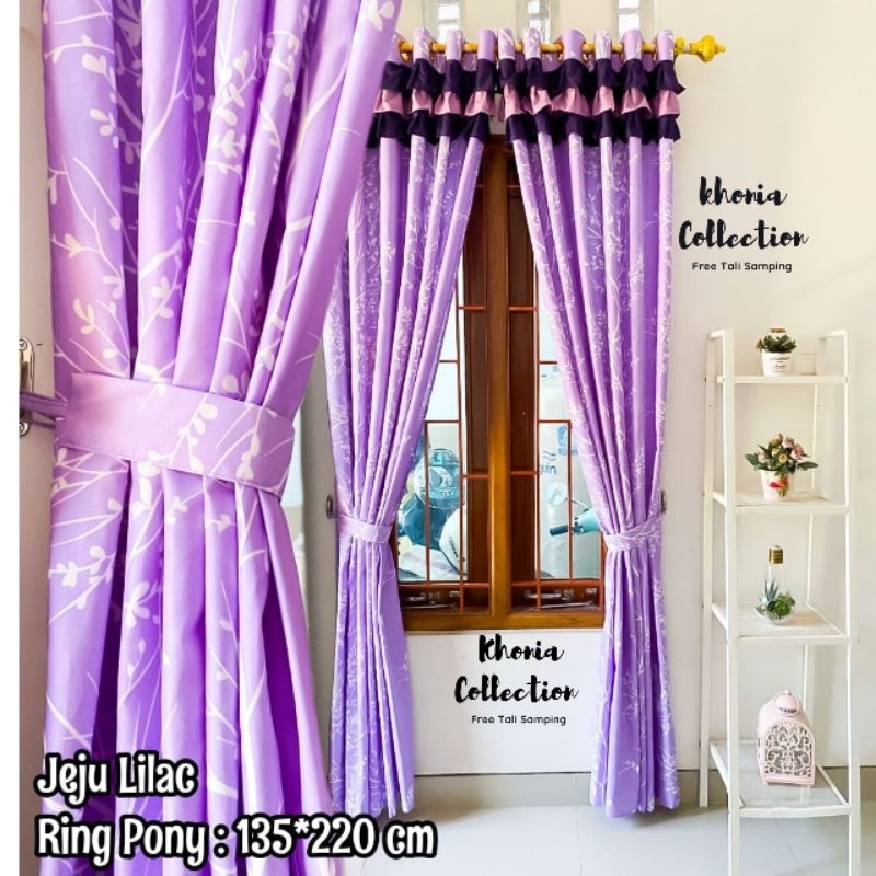 Gorden Pintu dan Jendela Motif JEJU LYLAC ( free tali samping)