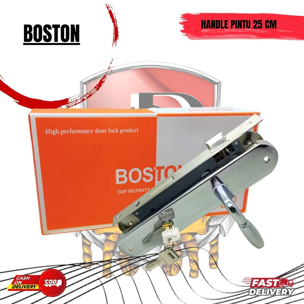 Handle Pintu Rumah Ukuran besar 25cm(PRODUK ASLI BOSTON) Kunci Pintu Rumah Handle Bulat Bintik Crome