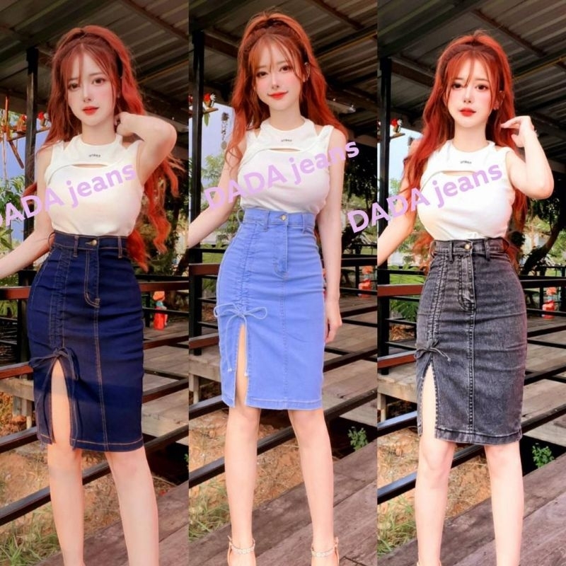 Rok Jeans Import BKK 3/4 Denim Skirt Import Rok Jeans Import Bangkok Rok Jeans BKK Rok Midi Import B