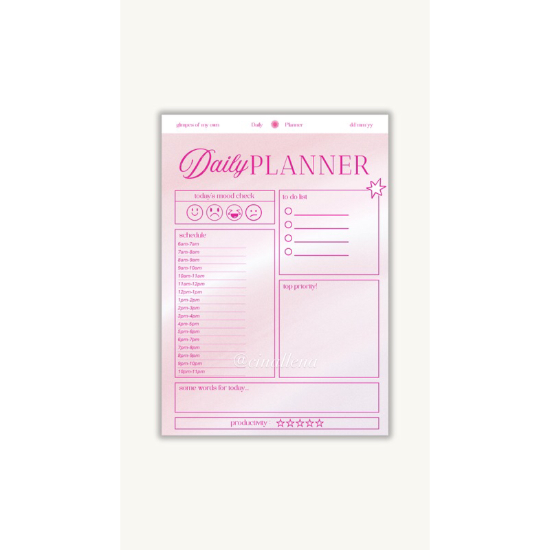

template daily planner pink minimalistic (digital product)