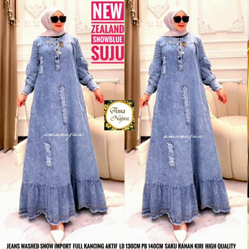 New Yealanf Ld 130 Gamis Jeans JUMBO OVERSIZE Maxy Dress muslim / Amanajwa