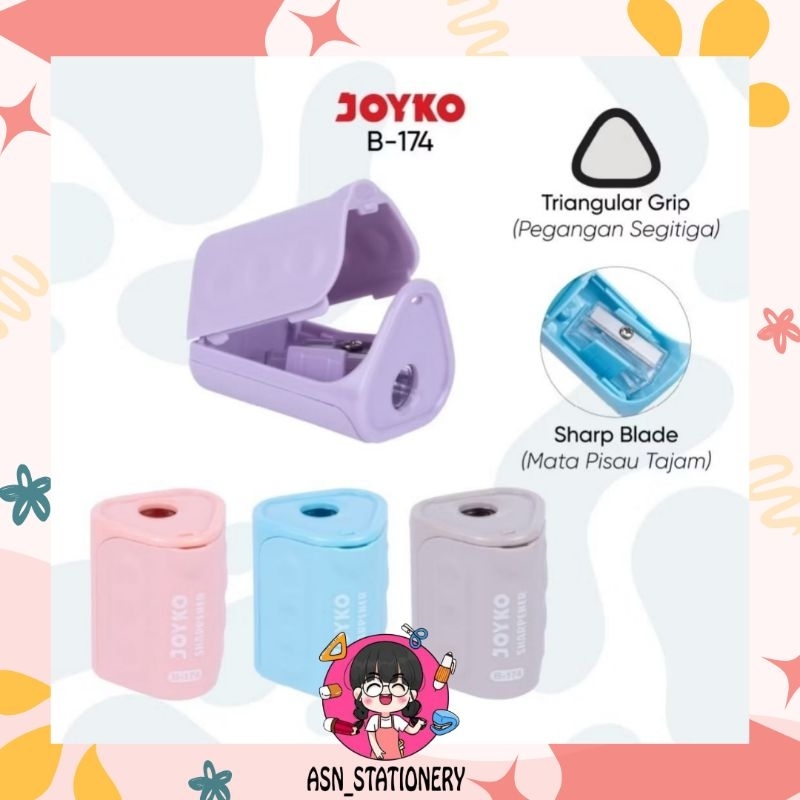 

B174 Rautan Segitiga Joyko / Sharpener / Kerukan Warna Warni / Serutan / Peruncing B-174