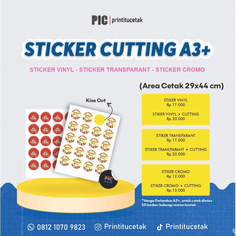 

Stiker Cutting • Stiker Cromo • Stiker Vinyl Tahan Air • Stiker Tempel • Stiker Label Produk Murah