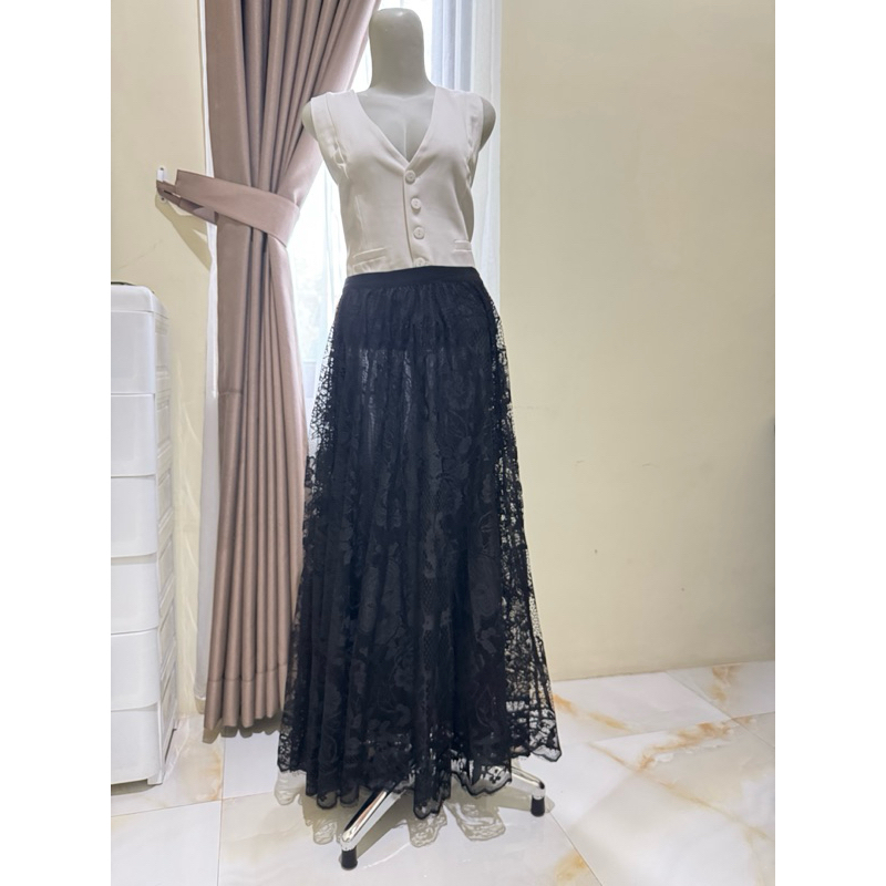 New~ Rok brukat renda lace hitam