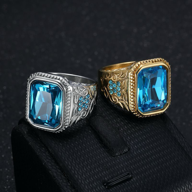 Cincin Batu Topaz Swiss Blue Elektrik Mewah Turkish Ring Titanium Tahan Luntur