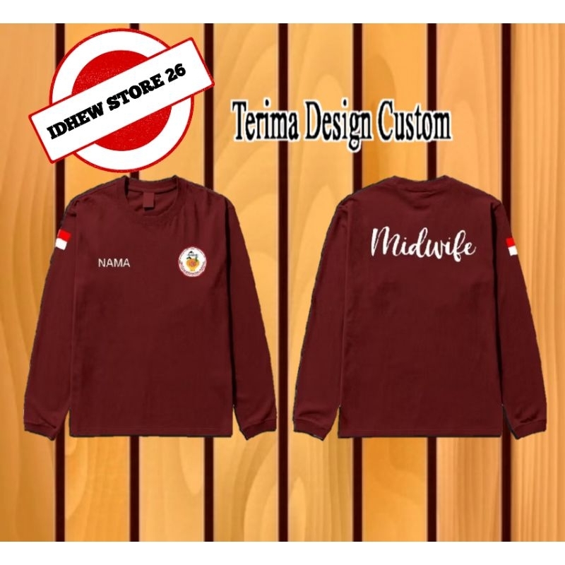 Custom kaos sablon bisa reques nama atau tulisan / Baju Atasan Kaos Wanita Midwife Bidan IndonesiaIB