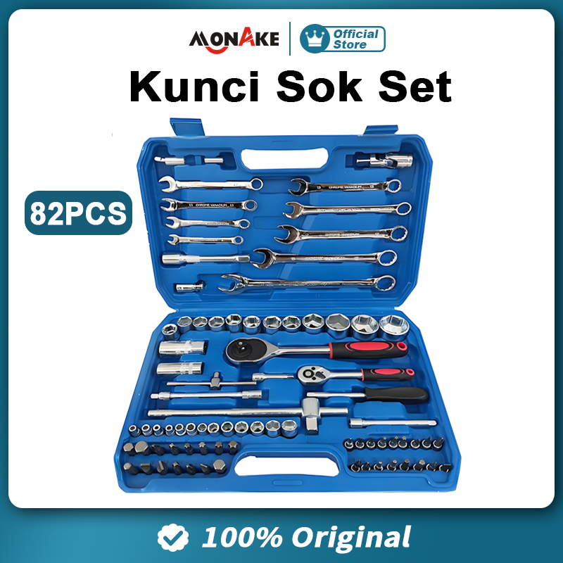 MONAKE Alat Jerman Kunci Sok Set 12/32/37/46/53/61/82/94 pcs Set (COD) Lengkap Kunci Mata Sok 1/2'' 