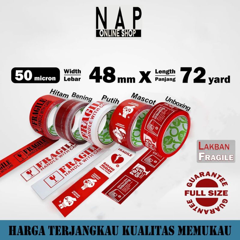 

LAKBAN FRAGILE / SOLASI FRAGILE / ISOLASI FRAGILE / SELOTIP FRAGILE