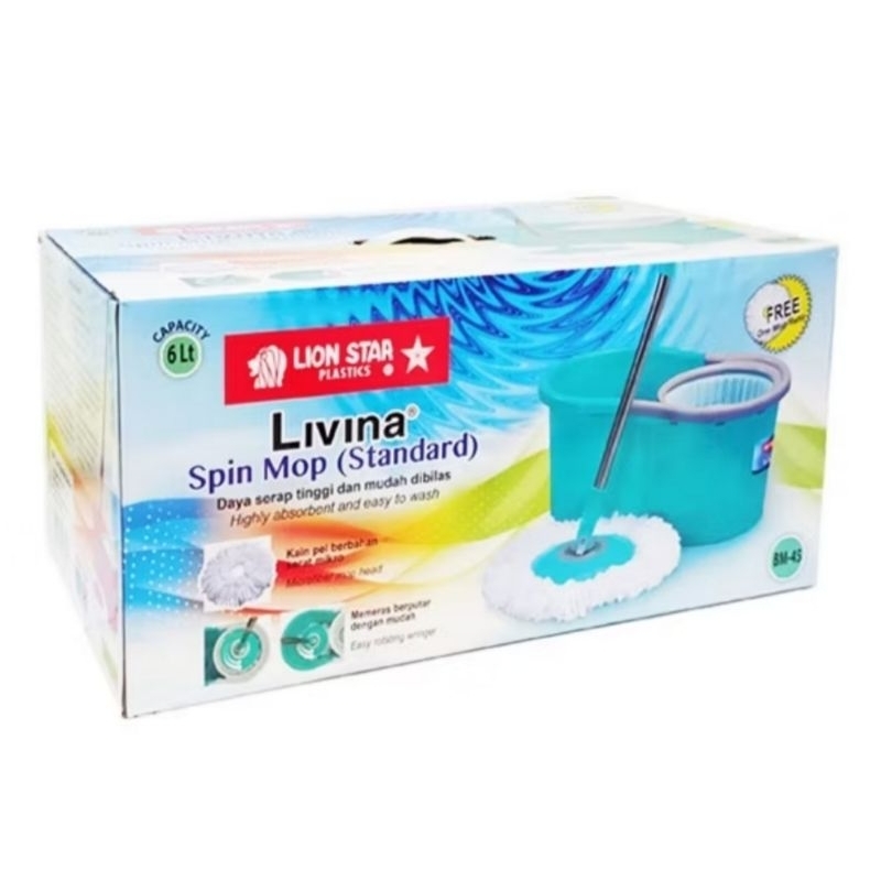 Spin Mop Livina Lion Star Alat Pel Lantai Putar Peras Otomatis BM 45