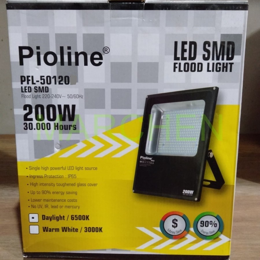Lampu Sorot LED Flood Light Pioline 200W PFL-50120 Cool Daylight PUTIH