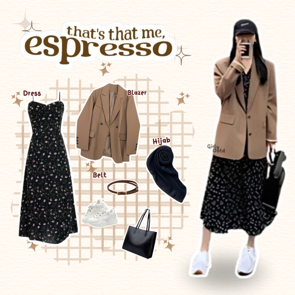 Oneset Rok Wanita Korean Style (Dress, Blazer, Hijab, Belt) Ootd Outfit Hangout Nongki Liburan - GO2