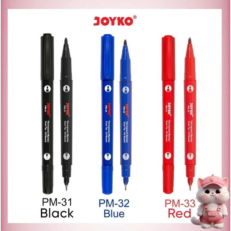 

N135 (1 PCS) Joyko Permanent Marker Spidol Permanen Dual Tip PM31 / PM32 / PM33