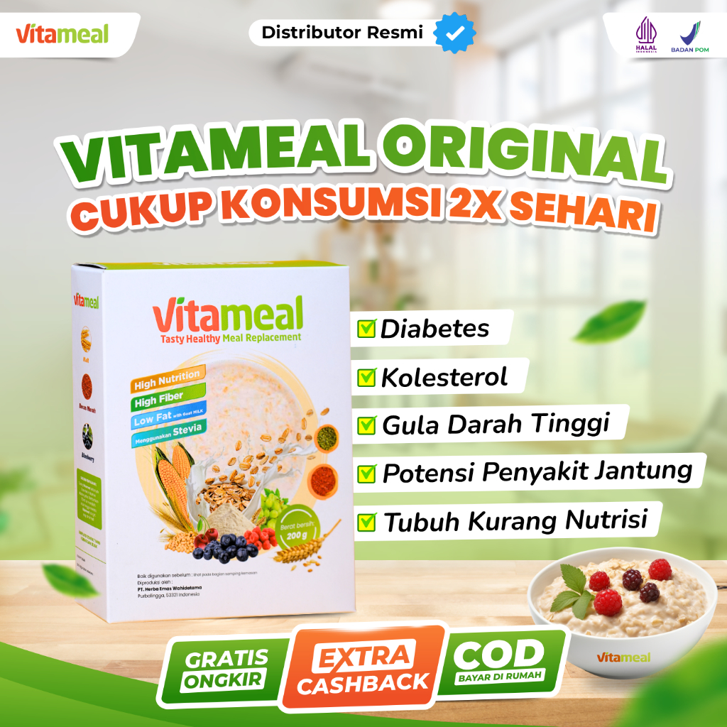 

[100% TERMURAHHH!!!] VITAMEAL 1 BOX - Sereal Sehat Alami Berkualitas Multigrain Bantu Turunkan Gula Darah Cegah Diabetes dan Kolesterol Alami Tanpa Efek Samping