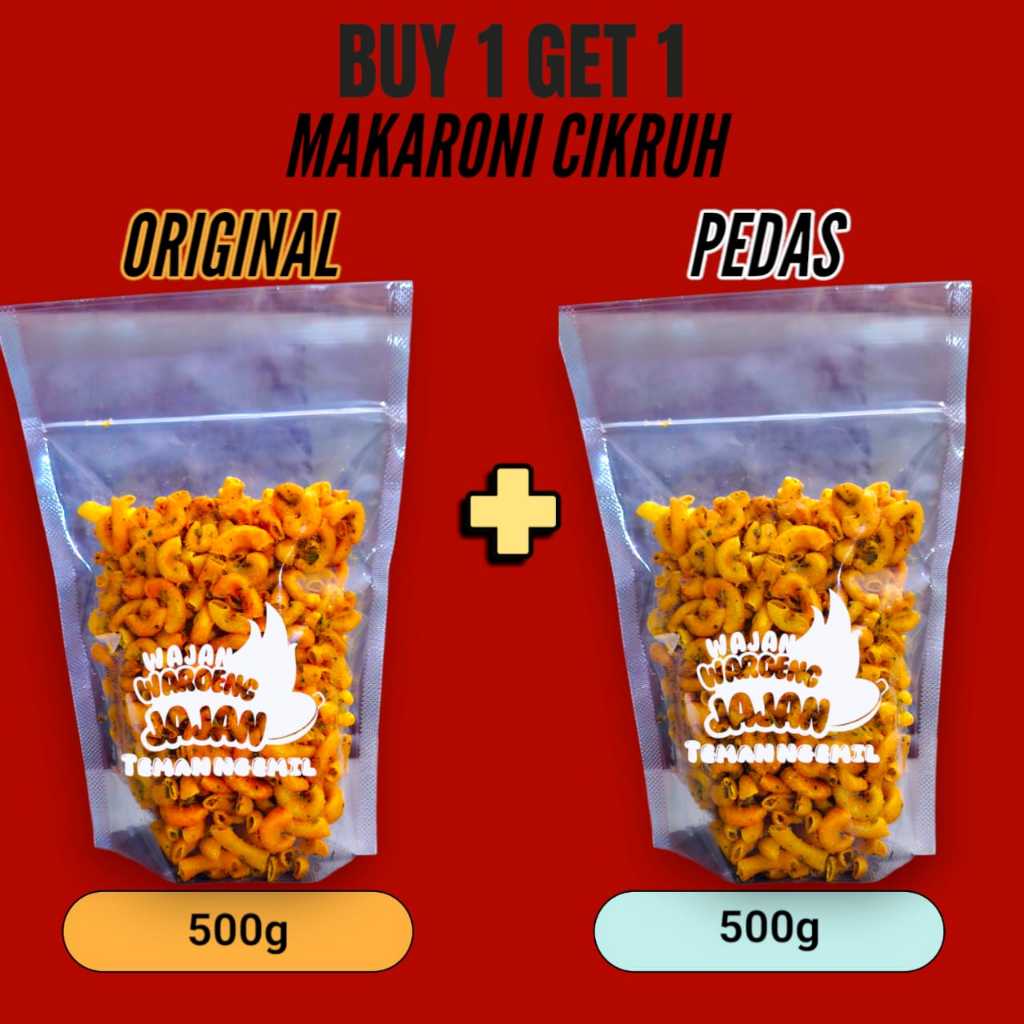 

BUY 1 GET 1 Makaroni Cikruh Pedas Daun Jeruk 500 Gram + Makaroni Cikruh Asin Daun Jeruk 500 Gram Cemilan Makaroni Kriuk