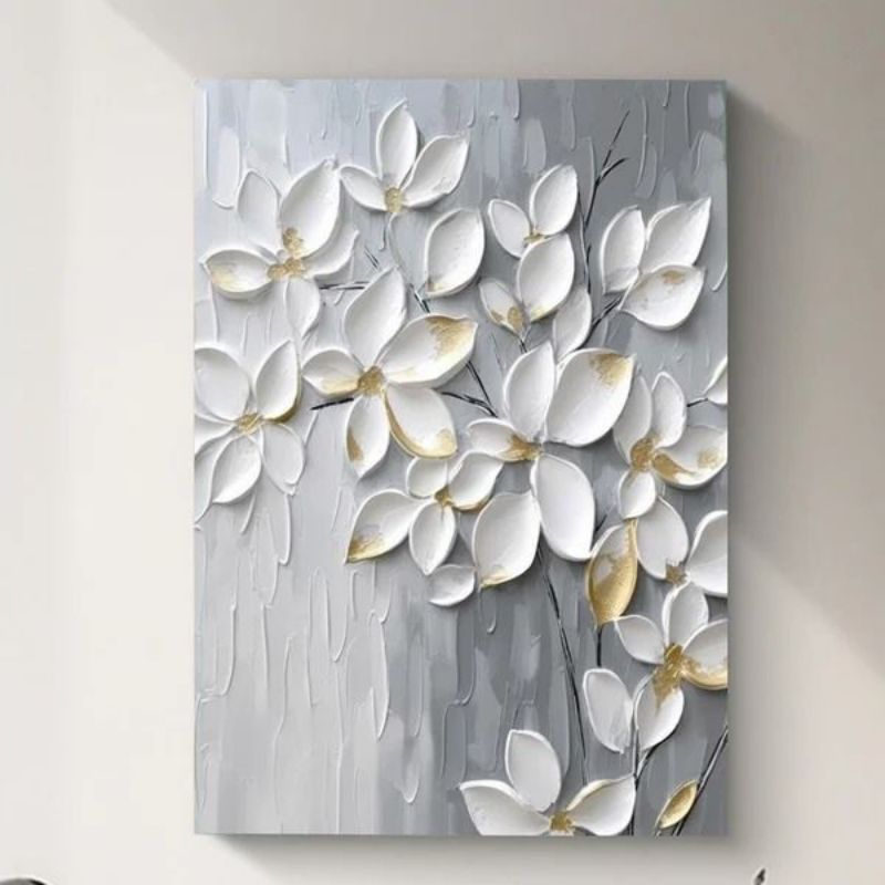 

lukisan bunga aesthetic design tekstur timbul original handmade art painting