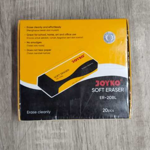 

penghapus pensil joyko warna hitam dan putih hrg perbox isi 20 pcs ukuran besar