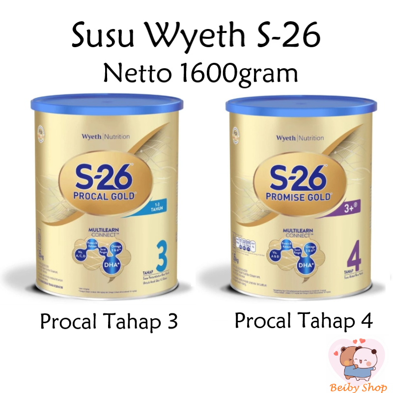 Susu WYETH S26 GOLD Procal Tahap 3/ Promise Tahap 4 1,6kg /1600gr S-26