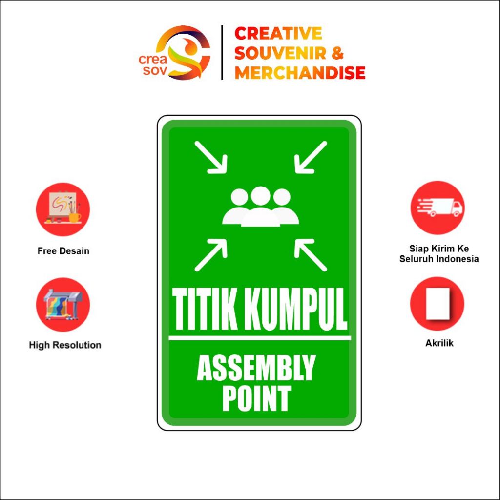 

Creasov - Akrilik Stiker Penanda Kumpul Acrylic Sign Rambu Jalur Evakuasi Titik Point Akrilik Murah