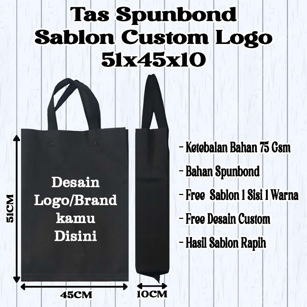 

Tas Spunbond sablon custom 45x51x10 | Goodiebag sablon Custom 45x51x10