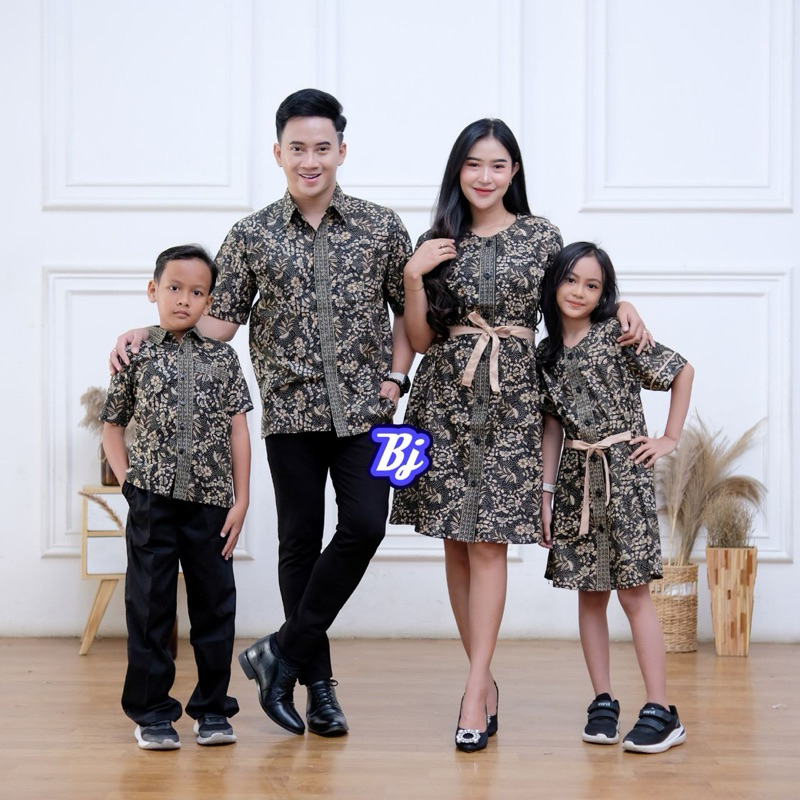 Couple Baju Batik keluarga Dress dan Kemeja New motif / Couple Baju natal keluarga / Couple Baju Dre