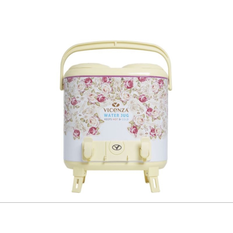Water jug VICENZA VC1502WJ motif Mawar, wadah saji minuman kapasitas 15 Lt, alat saji minuman hangat