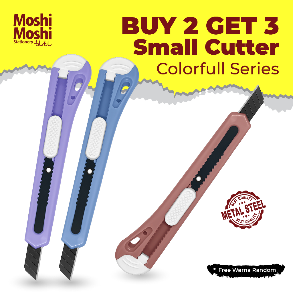 

Paper Cutter Moshi Colorfull Small Series Black Blade Pisau Pemotong Kertas Kecil Tajam Alat Tulis Kantor 9mm
