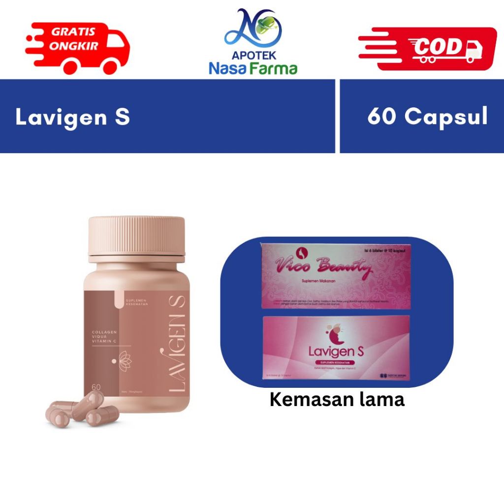 VICO BEAUTY >> LAVIGEN S Botol @60 Capsule - Dengan Kandungan Fish Collagen dan Viqua Untuk Memutihk