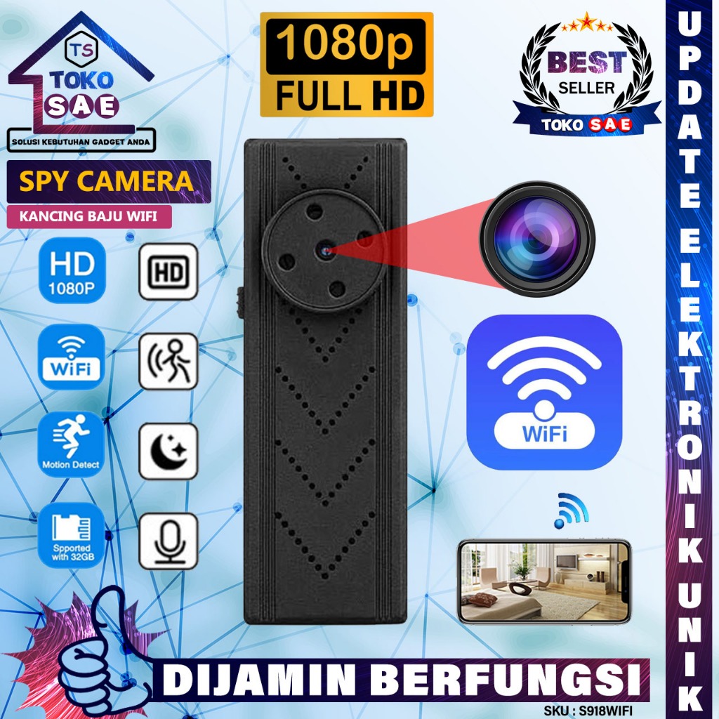 Mini Spy Cam Wifi Camera Kancing Baju S918WIFI Hidden Kamera Button Shirt Pengintai Tersembunyi