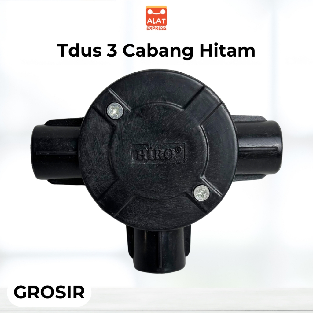 T Dus 3 Cabang 20mm HIRO Hitam Sambungan Pipa Kabel Listrik Fitting Instalasi Conduit