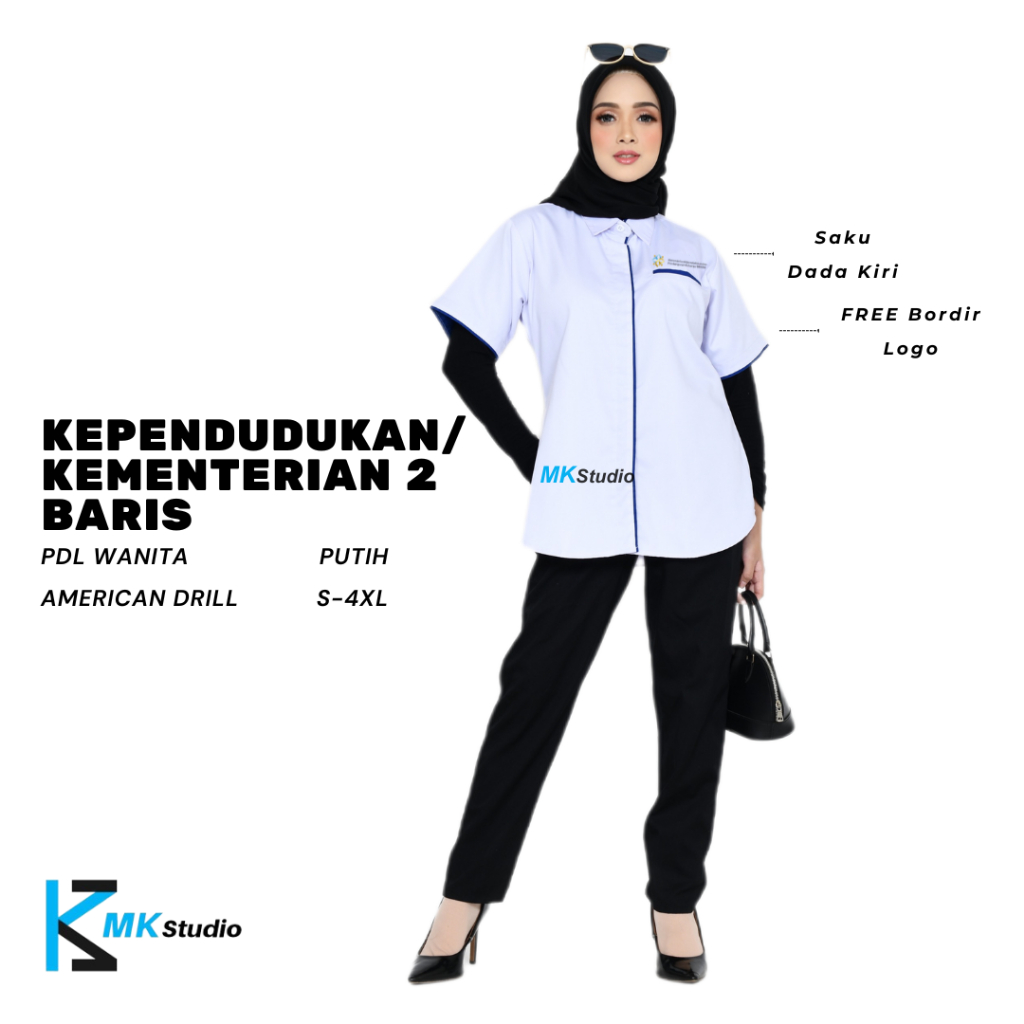 KEPENDUDUKAN 2 BARIS-Baju Dinas BKKBN Terbaru/Seragam Kerja BKKBN 2025/Baju Putih BKKBN Pria Panjang