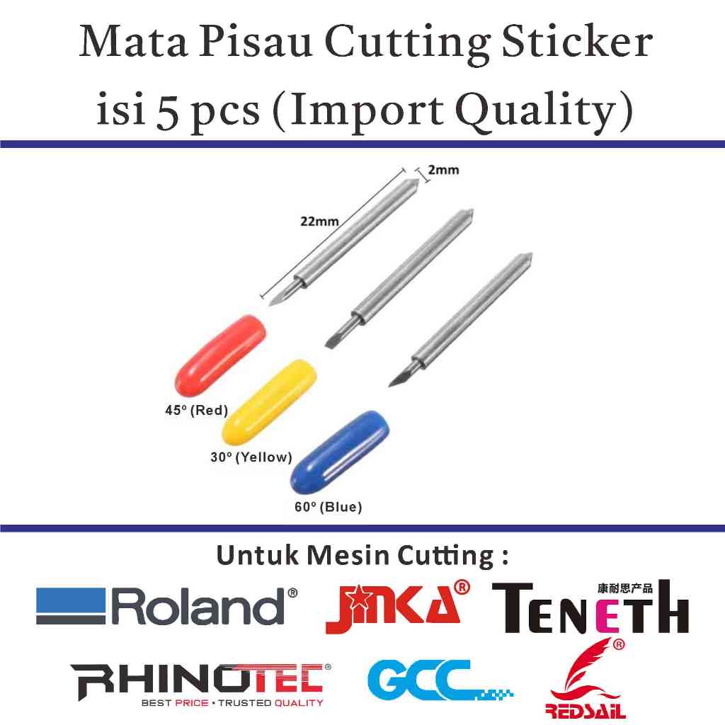 

mata pisau cutting stiker Roland, Jinka, Redsail, Teneth, GCC, Rhinotech 30/45/60 derajat