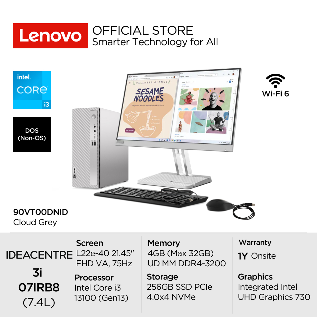 Lenovo PC IdeaCentre 3i 07IRB8 DNID Intel Core i3 13100 DOS 4GB 256GB SSD Integrated Graphics 730 De