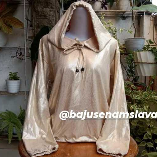 SLAVA Crop Hoodie Gold Premium Model Terbaru Olahraga Senam Zumba Kekinian Murah