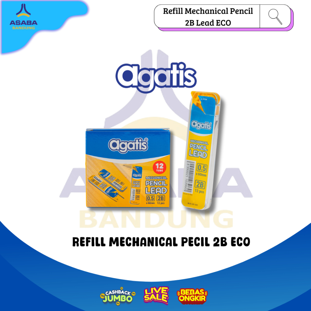 

Asaba Bandung - Agatis ML05-1201 Mechanical Pencil Lead / Isi Pensil Mekanik Refill 2B 0.5 mm Tidak mudah patah