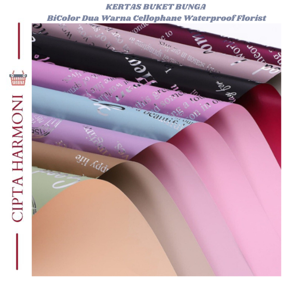 

Flower Wrapping Paper BiColor Dua Warna Cellophane Kertas Buket Waterproof Florist KB107