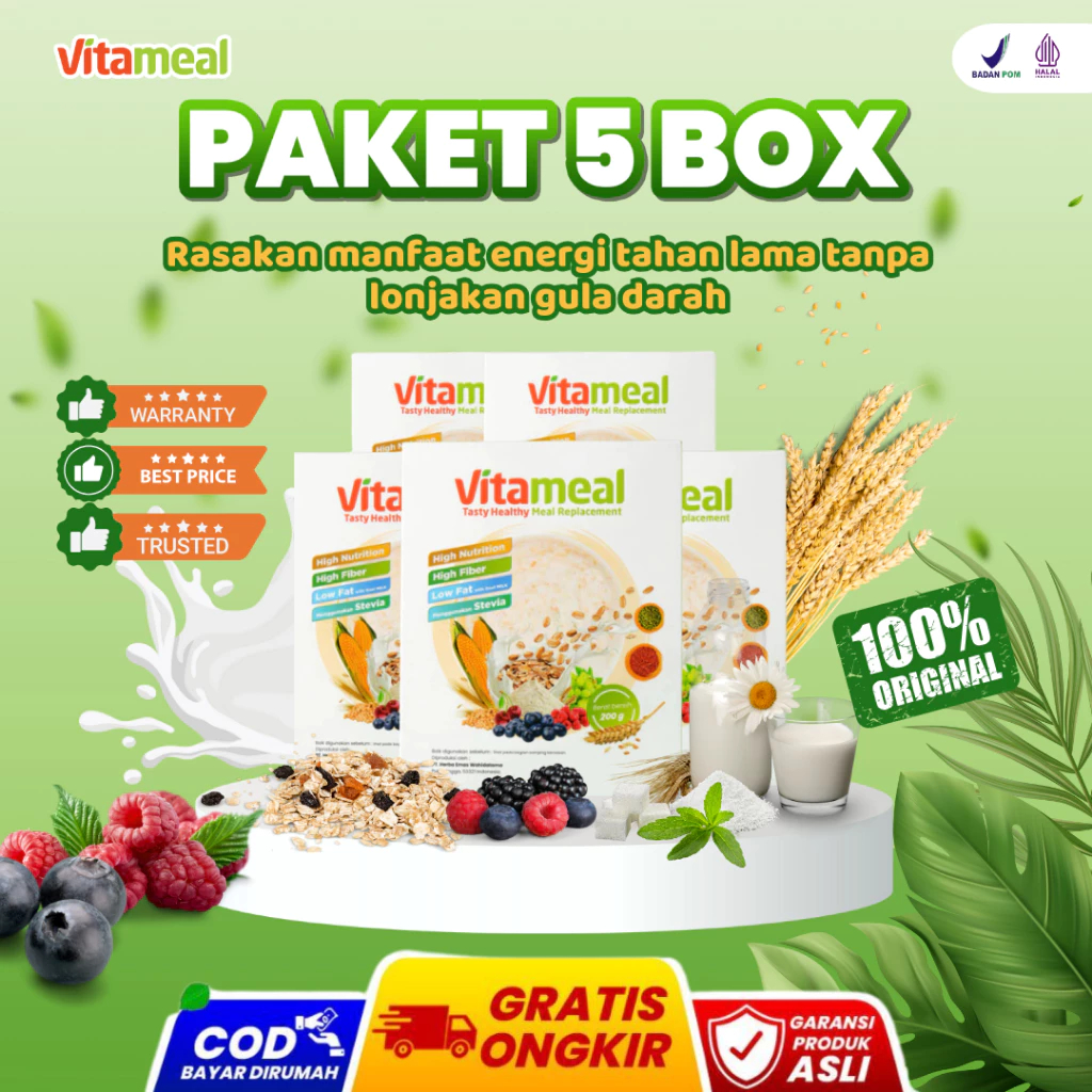 

5 BOX PAKET VITAMEAL PALING HEMAT Sereal Oatmeal Diet Menyehatkan