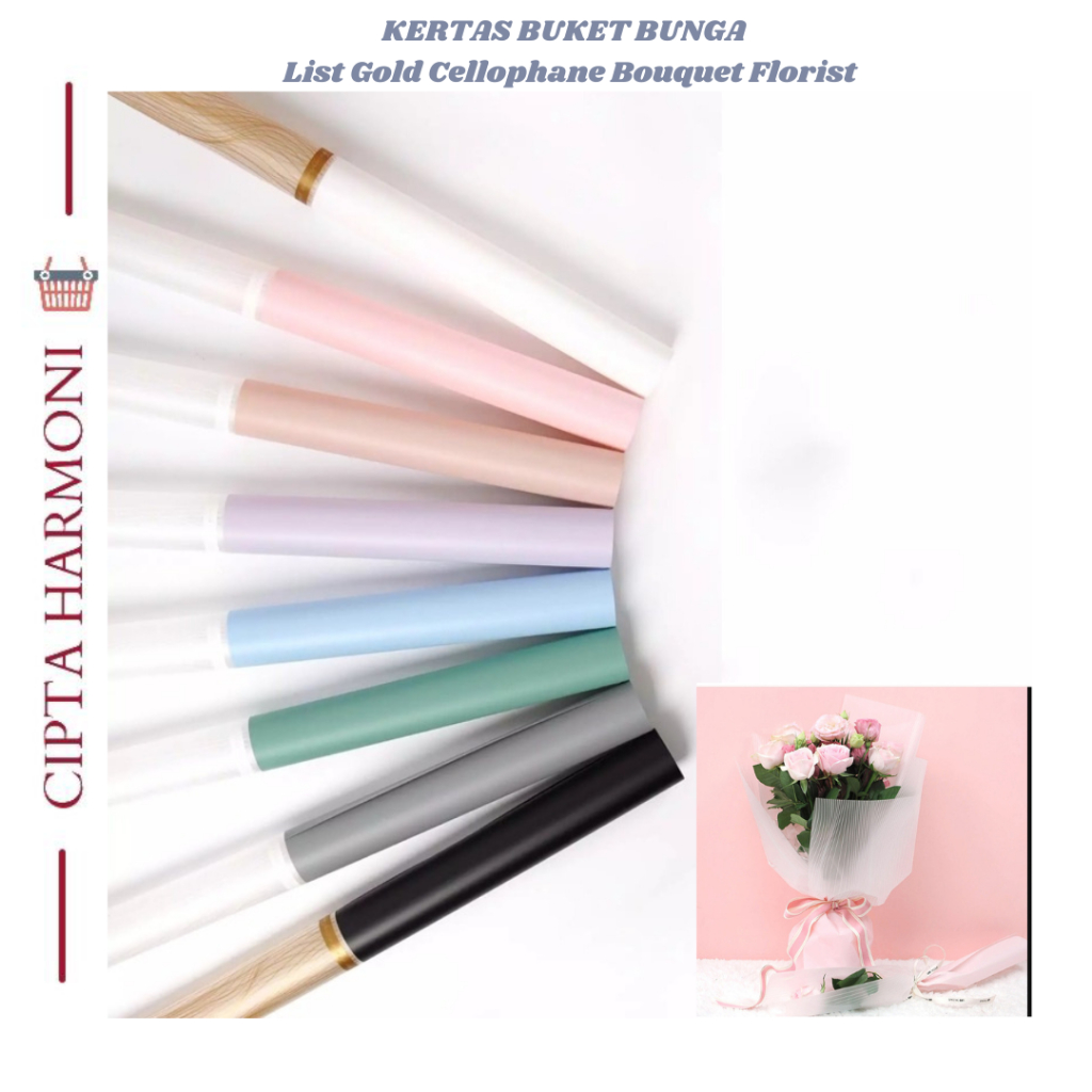 

20 LEMBAR Kertas Buket Bunga List Gold Flower Wrapping Paper Cellophane Bouquet Florist KB117